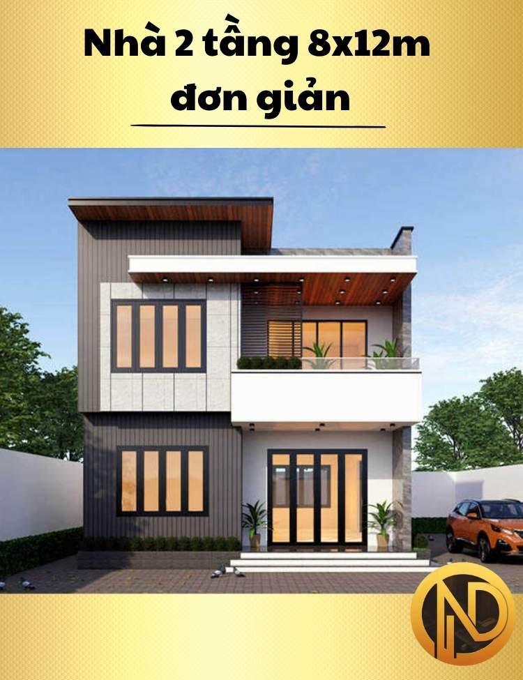 Nhà 2 tầng 8x12m đơn giản