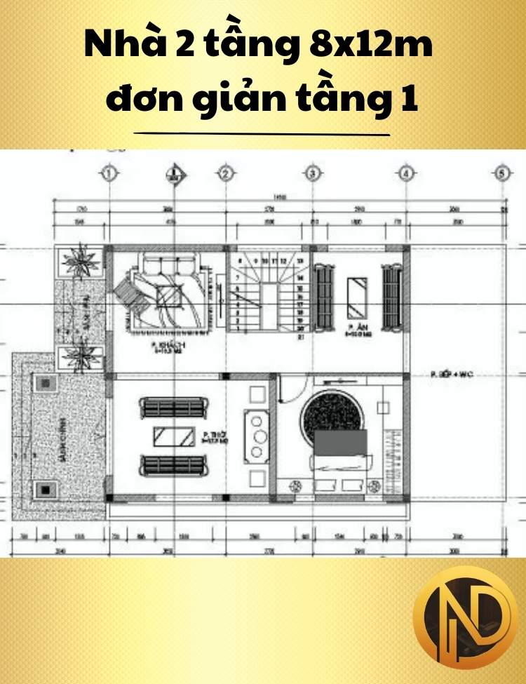 Nhà 2 tầng 8x12m đơn giản