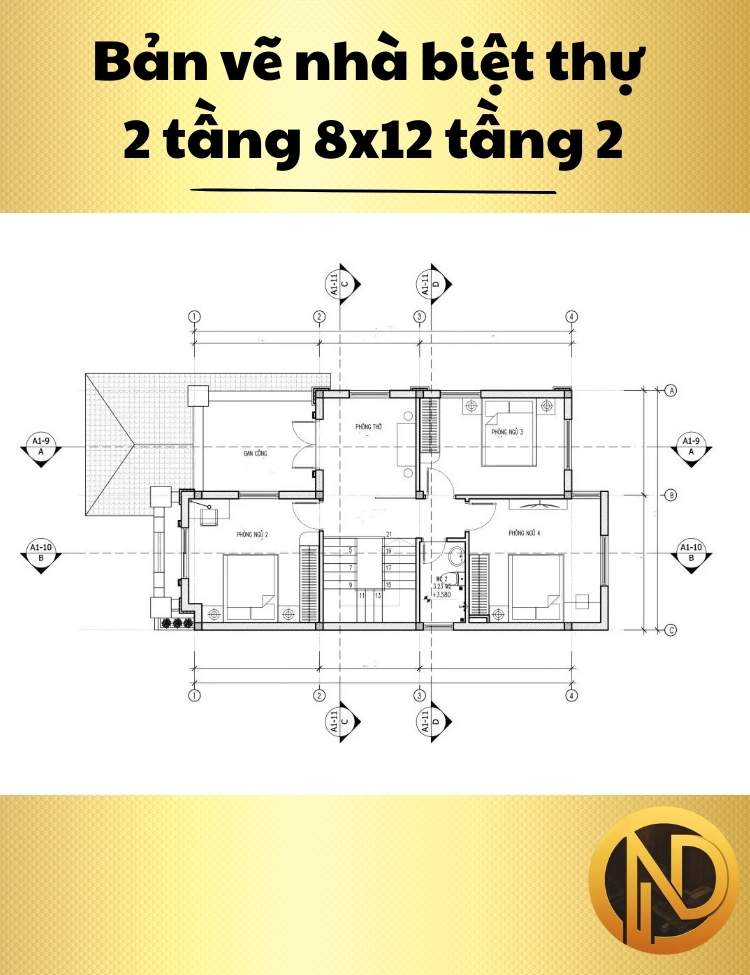 Mẫu nhà biệt thự 2 tầng 8x12