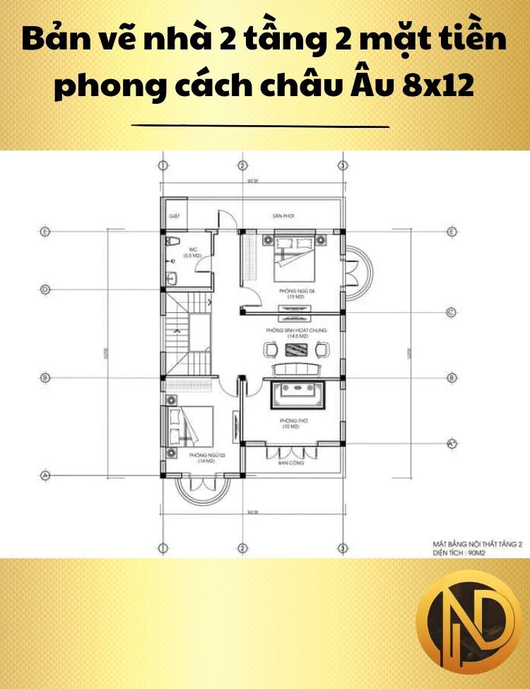 Nhà 2 tầng 2 mặt tiền phong cách châu Âu rộng 8m dài 12m