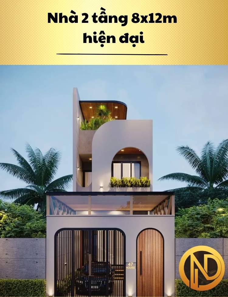 Nhà 2 tầng 8x12m hiện đại