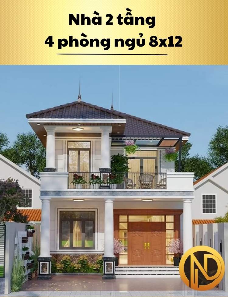 Nhà 2 tầng 4 phòng ngủ 8x12