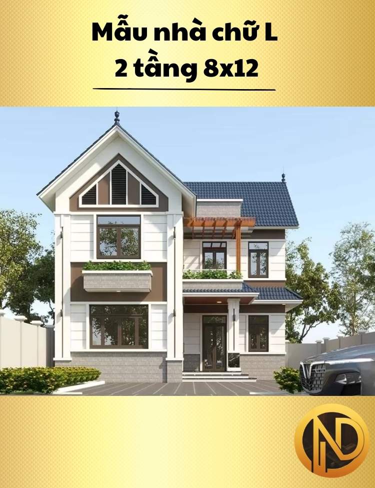 Mẫu nhà chữ l 2 tầng 8x12