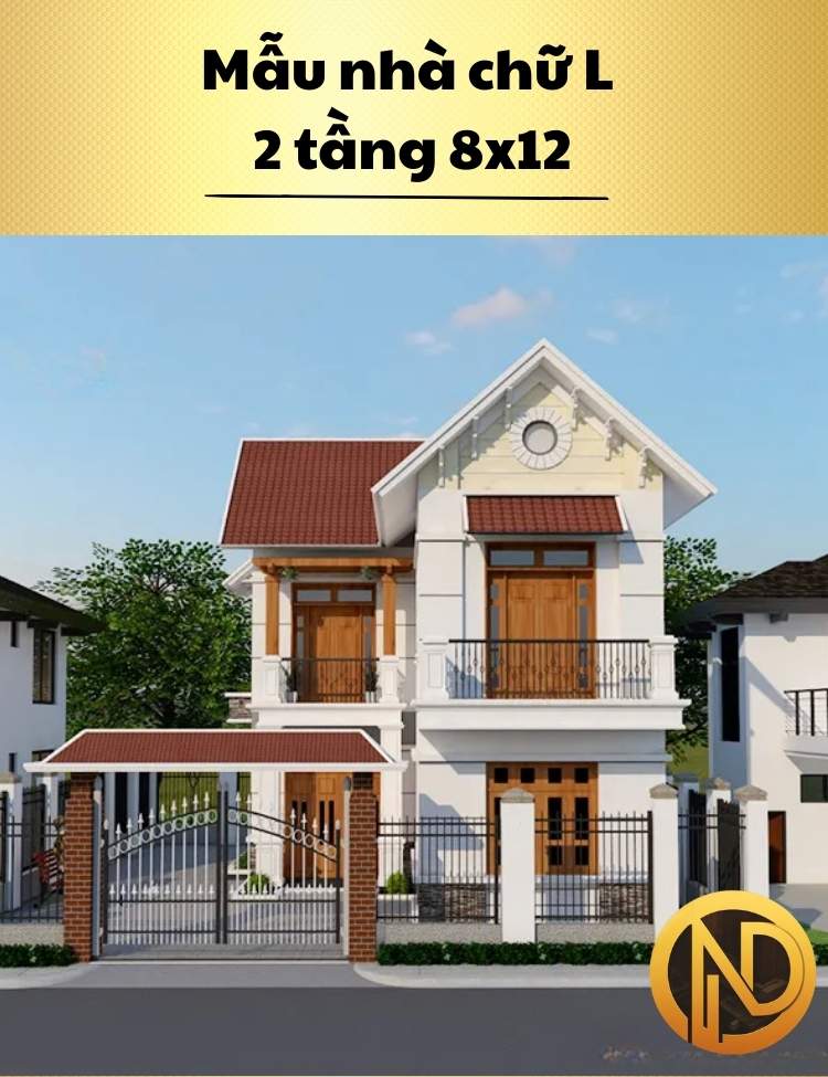 Mẫu nhà chữ l 2 tầng 8x12