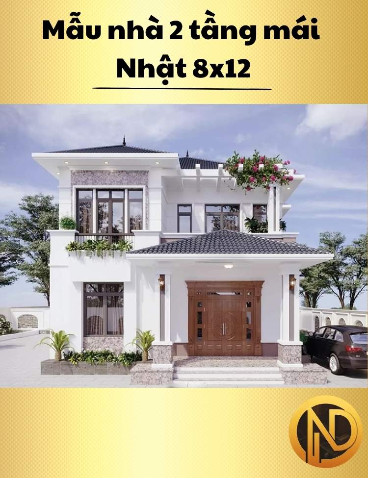 Mẫu nhà 2 tầng mái Nhật 8x12