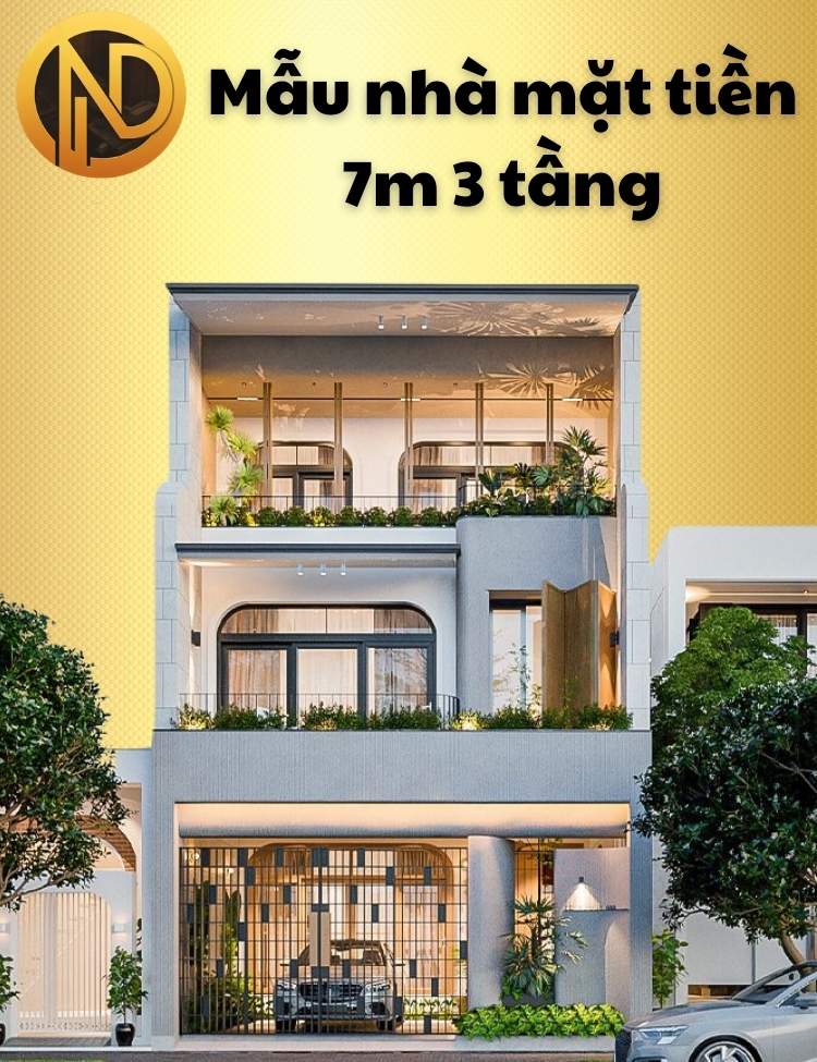 mẫu nhà mặt tiền 7m 3 tầng