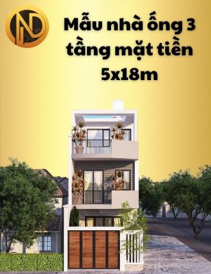 mẫu nhà ống 3 tầng mặt tiền 5x18m