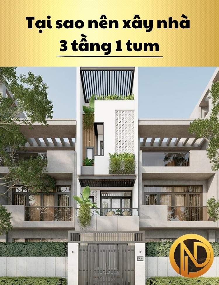 mẫu nhà phố 3 tầng 1 tum hiện đại