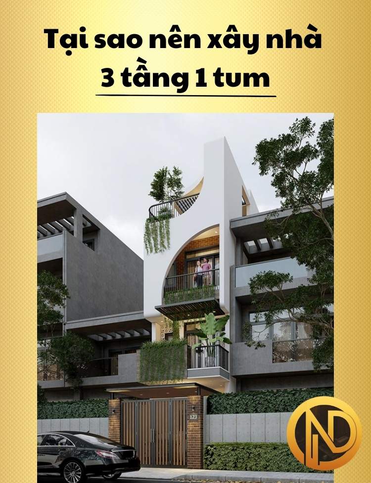 mẫu nhà phố 3 tầng 1 tum hiện đại