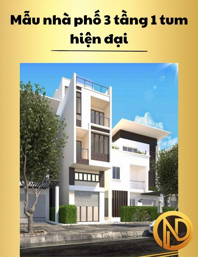 Mẫu nhà phố 3 tầng 1 tum hiện đại