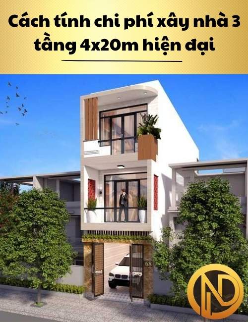 mẫu nhà phố 3 tầng 4x20m