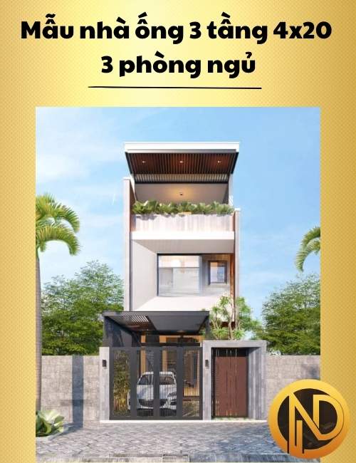 Mẫu nhà ống 3 tầng 4x20 3 phòng ngủ