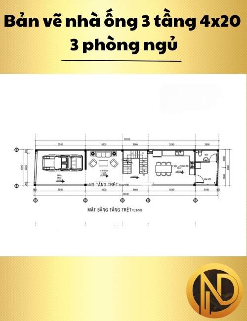 Mẫu nhà ống 3 tầng 4x20 3 phòng ngủ