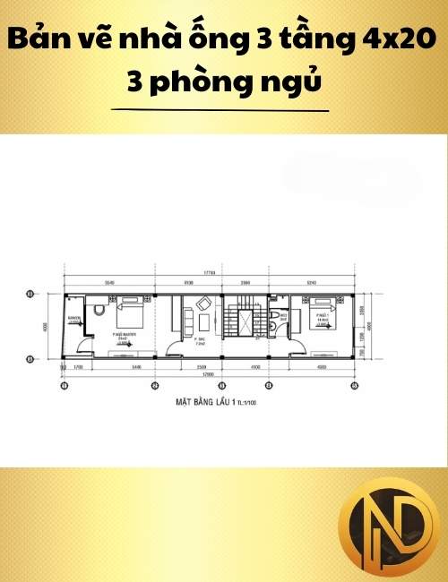 Mẫu nhà ống 3 tầng 4x20 3 phòng ngủ