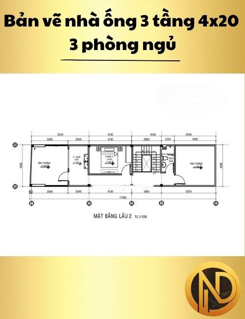 Mẫu nhà ống 3 tầng 4x20 3 phòng ngủ