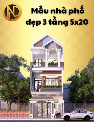 mẫu nhà phố đẹp 3 tầng 5x20