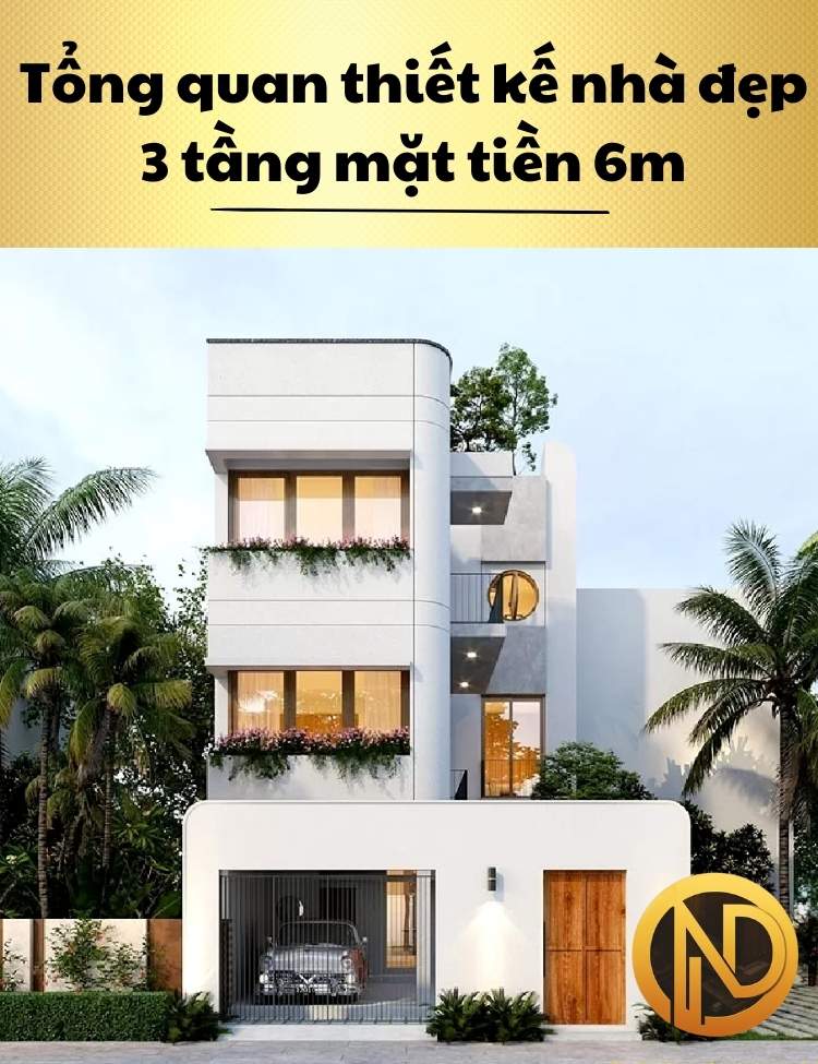 mẫu nhà phố mặt tiền 6m 3 tầng hiện đại