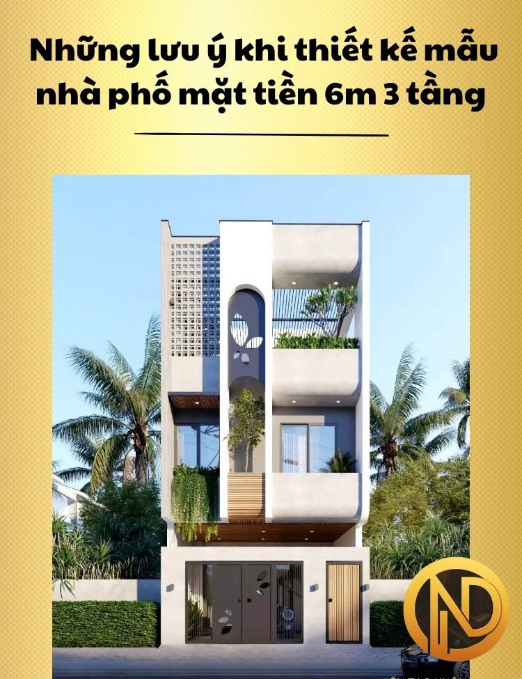 mẫu nhà phố mặt tiền 6m 3 tầng hiện đại