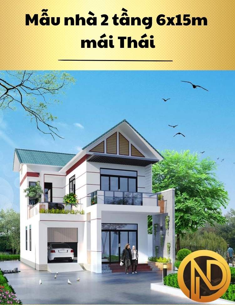 Mẫu nhà 2 tầng 6x15m mái Thái