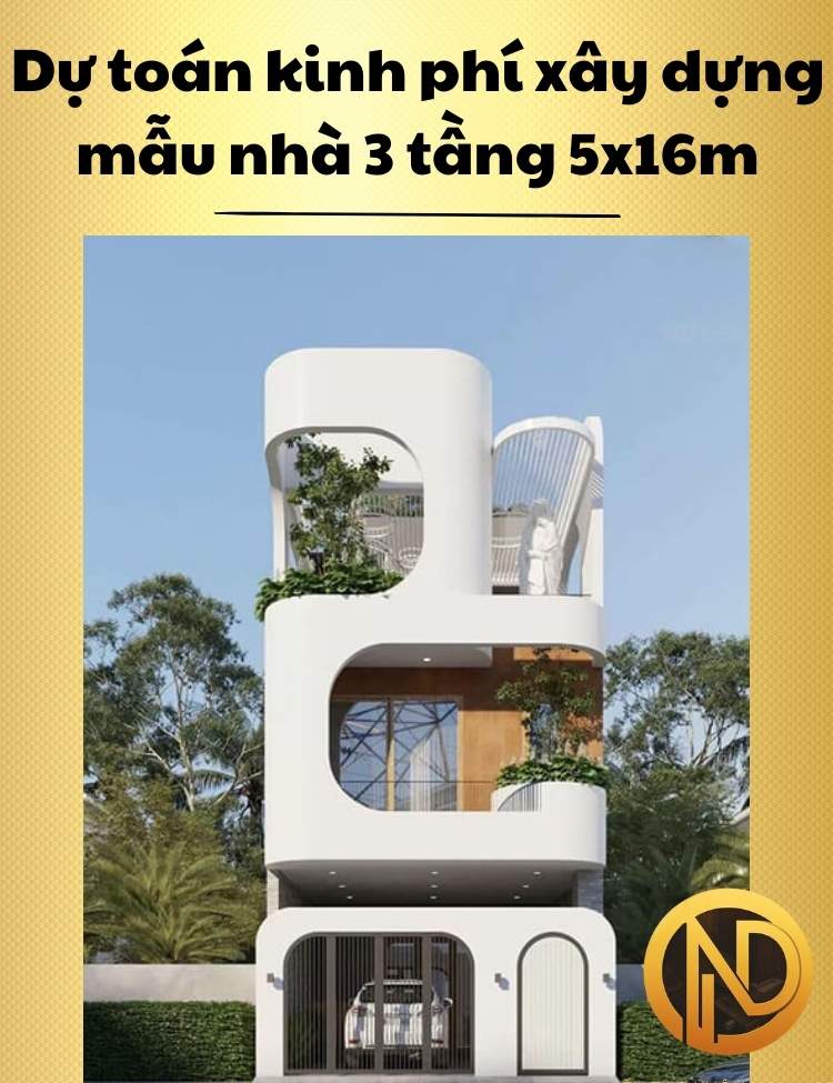 mẫu thiết kế nhà 3 tầng 5x16m