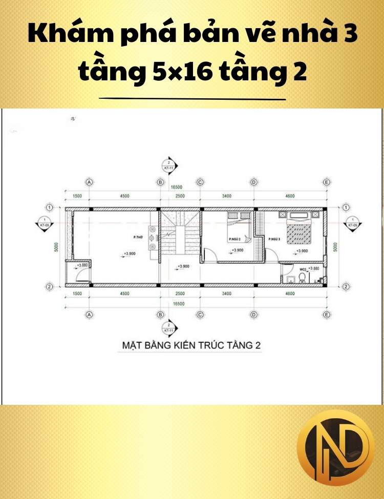 mẫu thiết kế nhà 3 tầng 5x16m