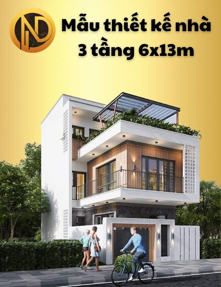 mẫu thiết kế nhà 3 tầng 6x13m