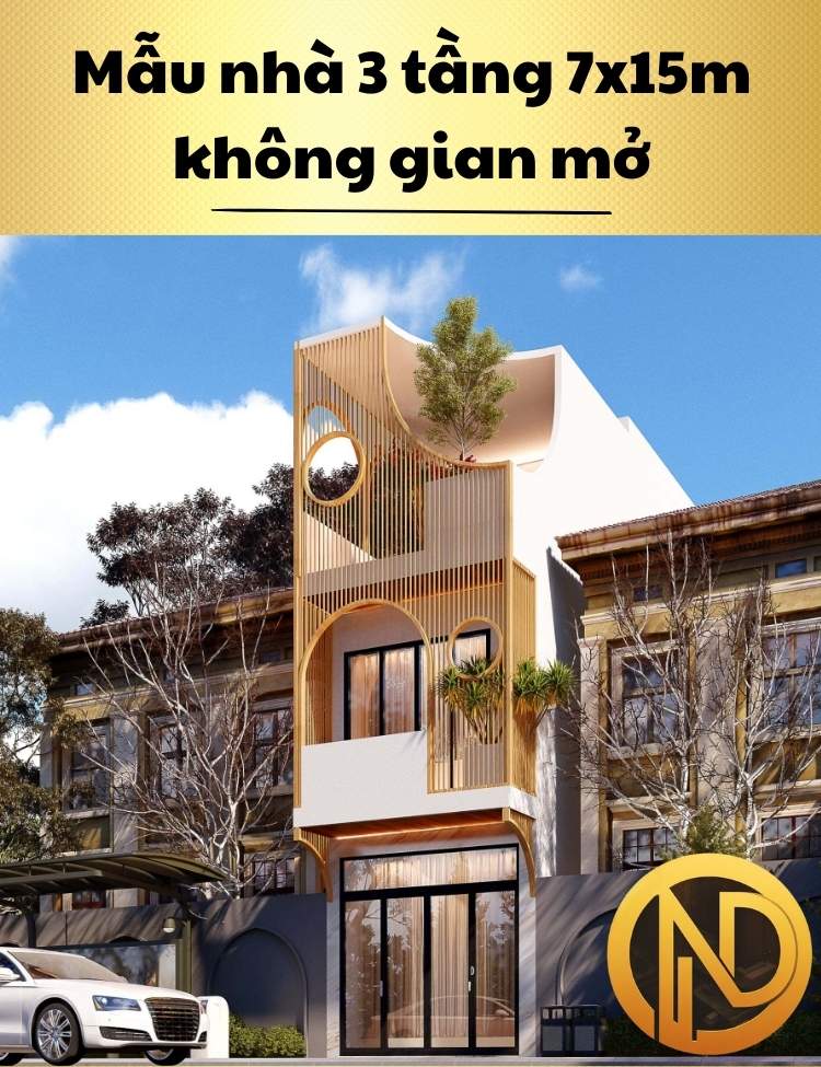 Mẫu thiết kế nhà 3 tầng 7x15m không gian mở