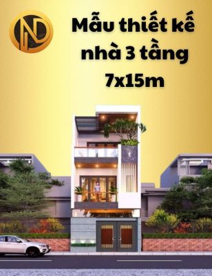 mẫu thiết kế nhà 3 tầng 7x15m