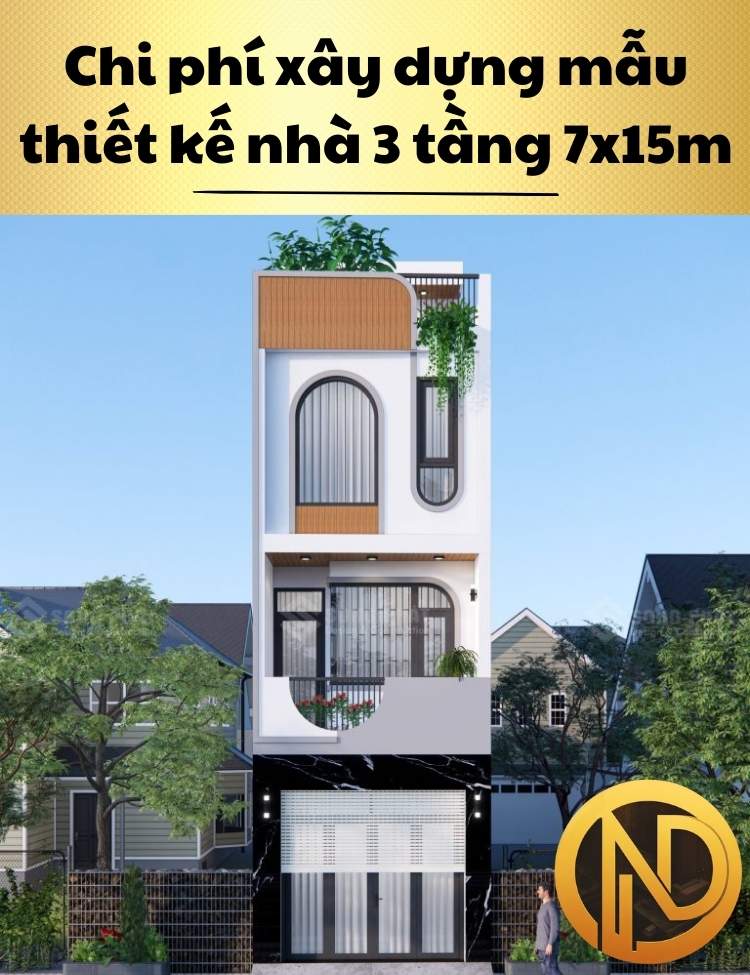 mẫu thiết kế nhà 3 tầng 7x15m