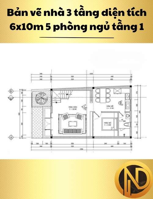 Mẫu thiết kế nhà ống 3 tầng diện tích 6x10m 5 phòng ngủ