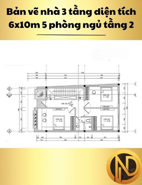 Mẫu thiết kế nhà ống 3 tầng diện tích 6x10m 5 phòng ngủ