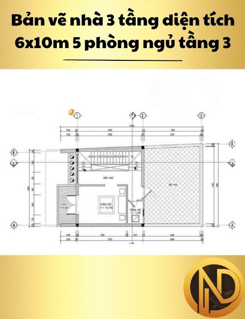 Mẫu thiết kế nhà ống 3 tầng diện tích 6x10m 5 phòng ngủ