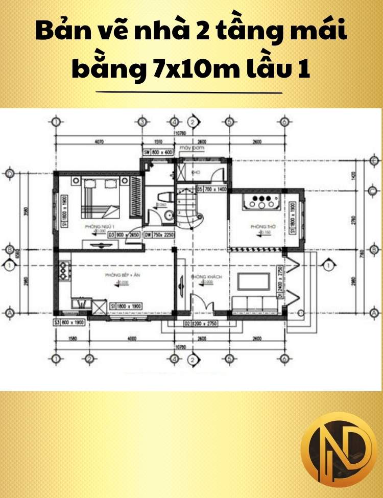 Mẫu nhà 2 tầng mái bằng 7x10m đơn giản trẻ trung