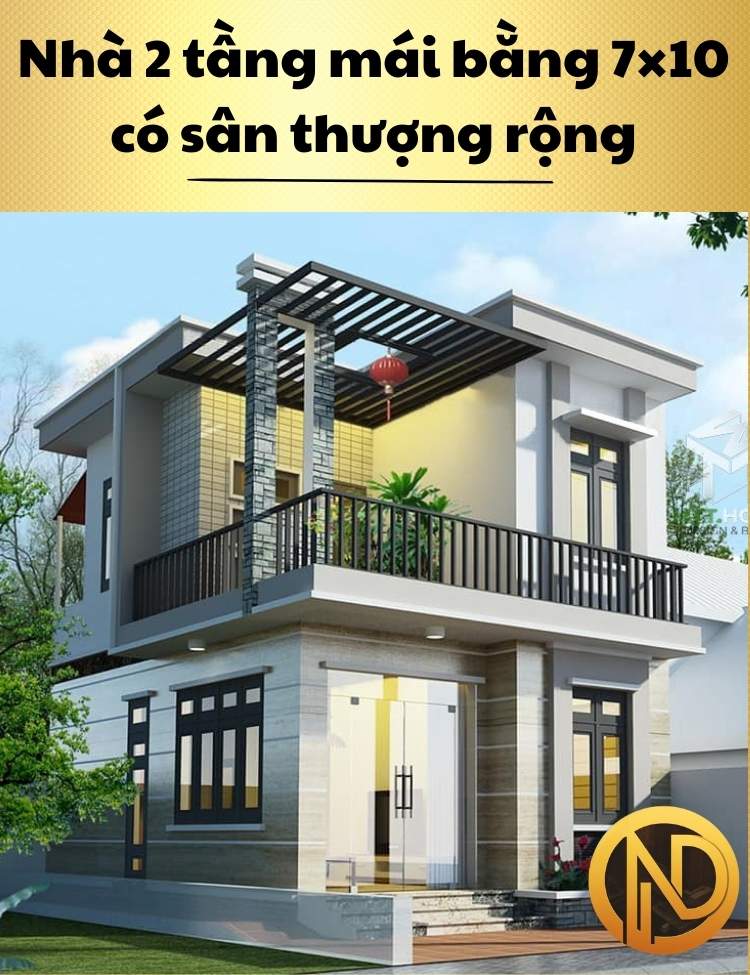 Nhà 2 tầng mái bằng 7×10 có sân thượng rộng