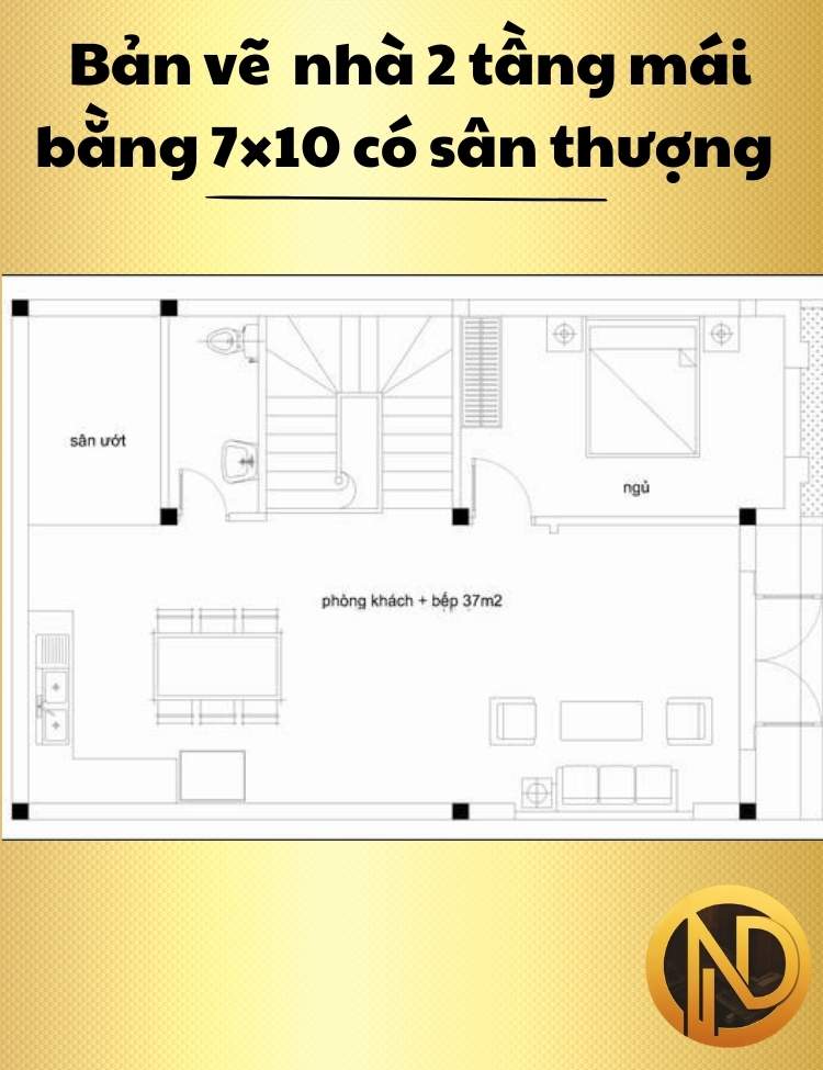 Nhà 2 tầng mái bằng 7×10 có sân thượng rộng