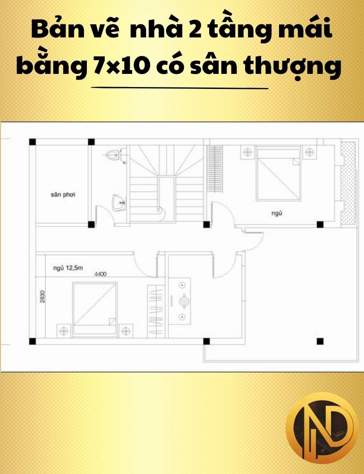 Nhà 2 tầng mái bằng 7×10 có sân thượng rộng