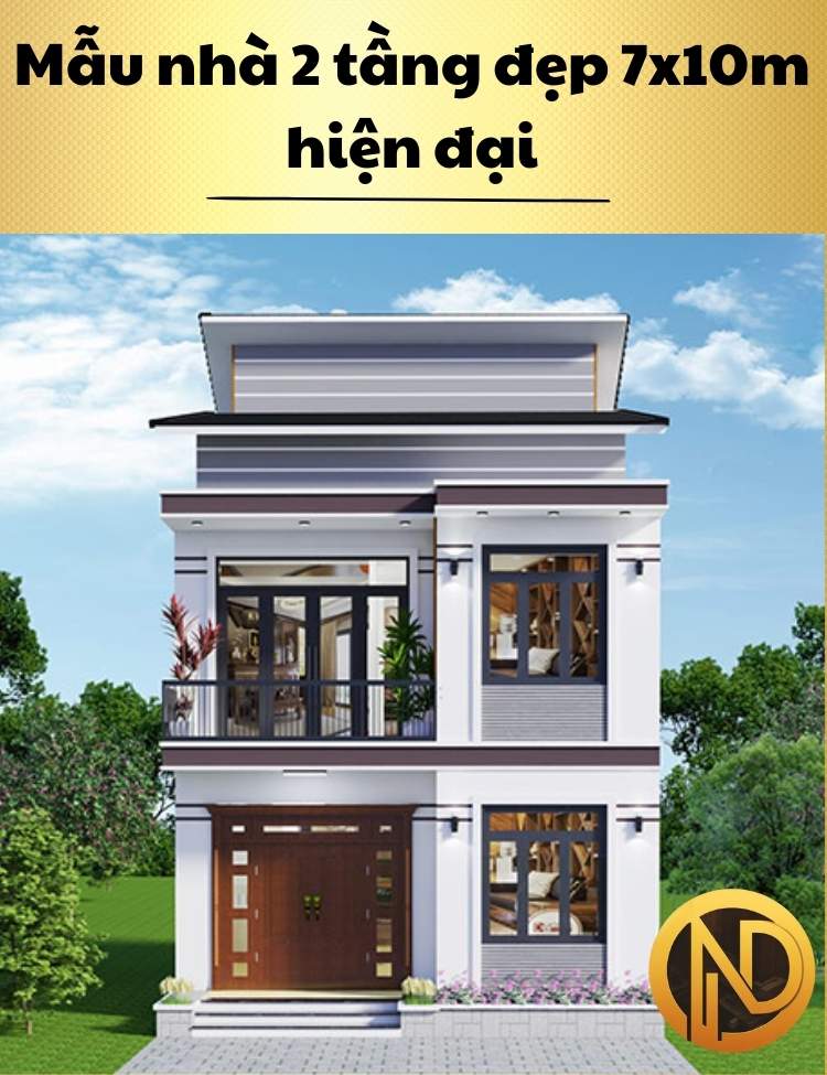 Mẫu nhà 2 tầng đẹp 7x10m hiện đại