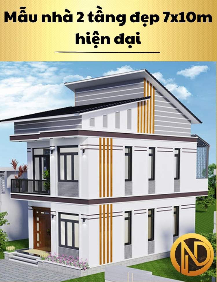 Mẫu nhà 2 tầng đẹp 7x10m hiện đại