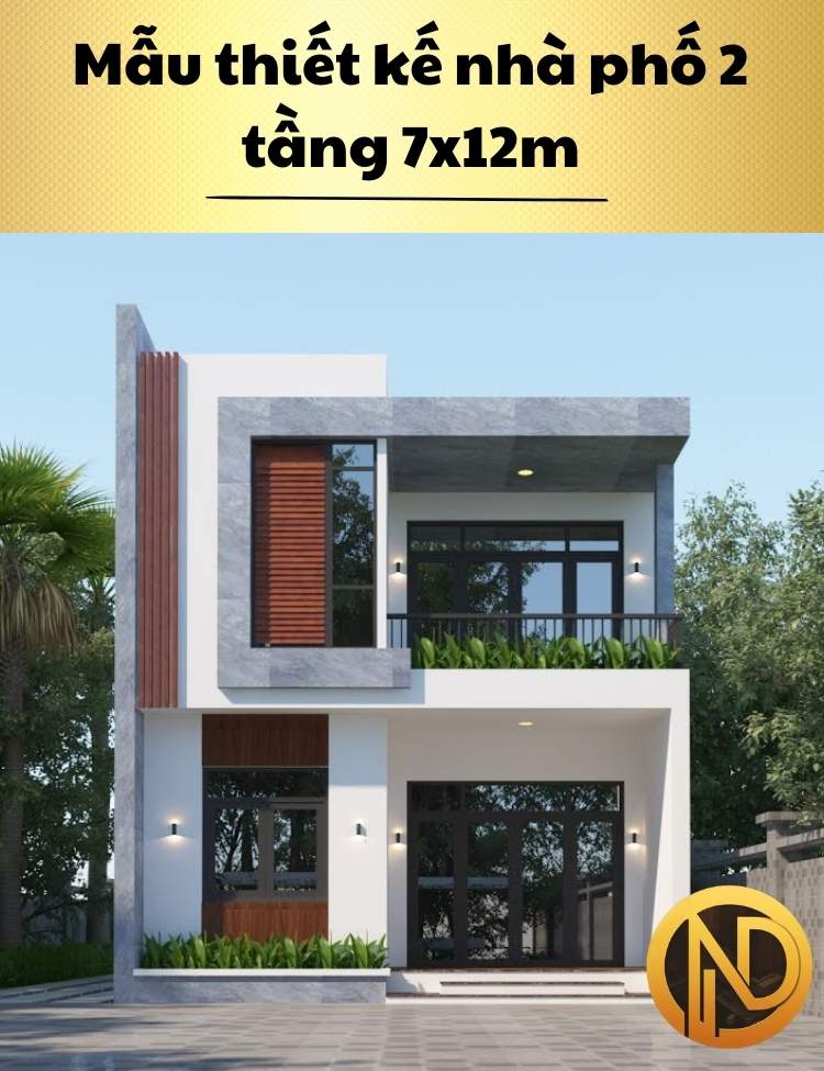 Mẫu thiết kế nhà phố 2 tầng 7x12m