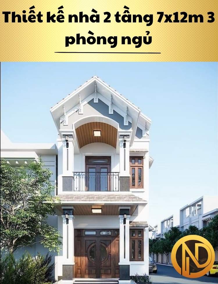 Thiết kế nhà 2 tầng 7x12m 3 phòng ngủ