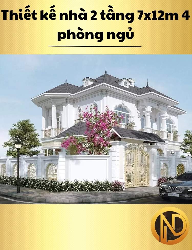 Thiết kế nhà 2 tầng 7x12m 4 phòng ngủ