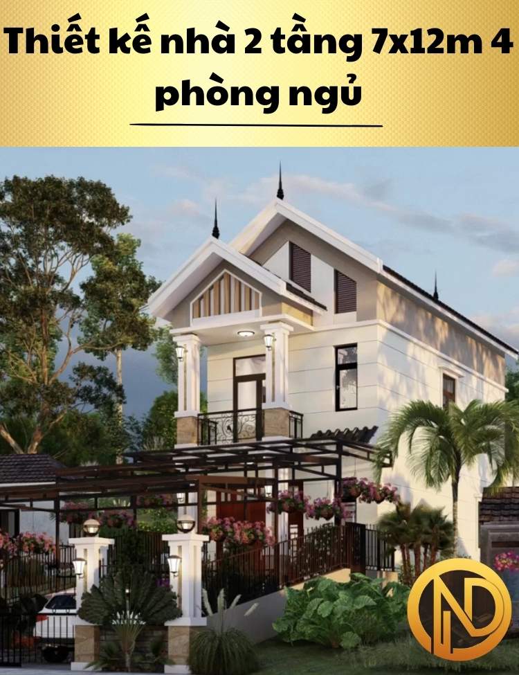 Thiết kế nhà 2 tầng 7x12m 4 phòng ngủ