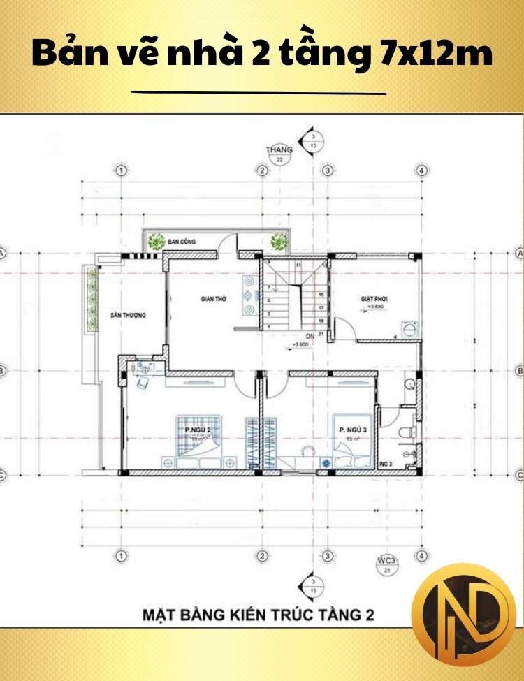 nhà 2 tầng 7x12m