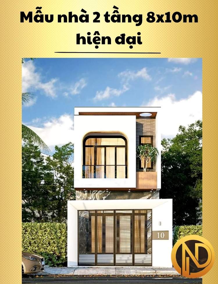 Mẫu nhà 2 tầng 8x10m hiện đại