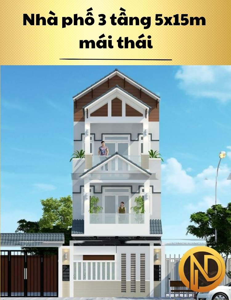 Nhà phố 3 tầng 5x15m mái thái