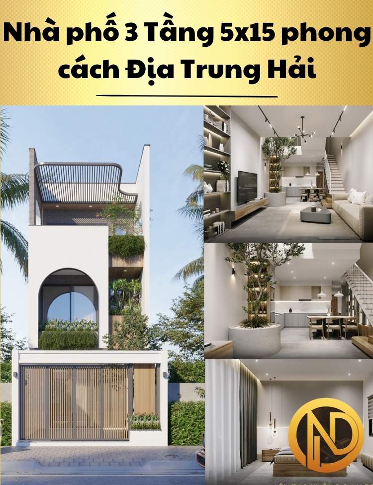 Nhà phố 3 Tầng 5x15 phong cách Địa Trung Hải