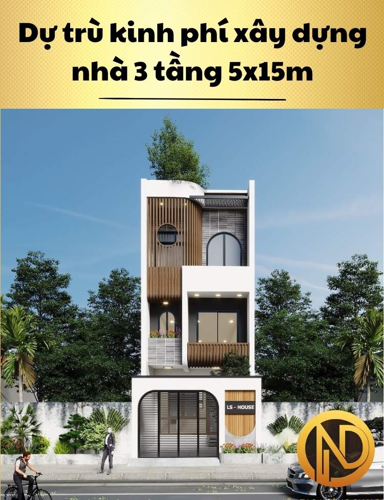 nhà phố 3 tầng 5x15m