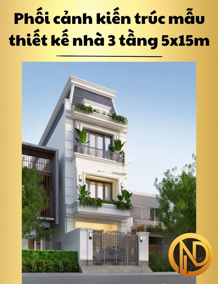 nhà phố 3 tầng 5x15m