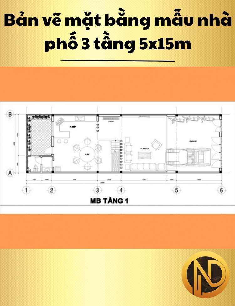 nhà phố 3 tầng 5x15m