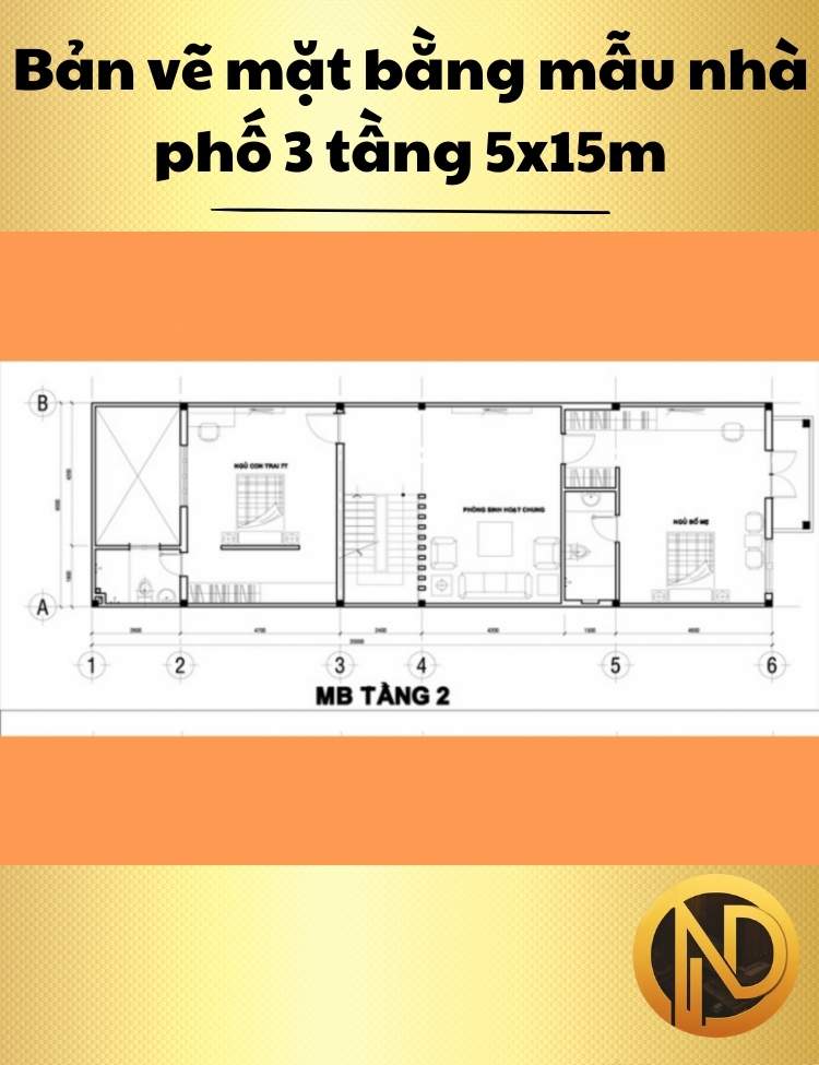 nhà phố 3 tầng 5x15m